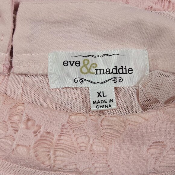 Eve & Maddie Pink Lace Sleeveless Blouse Sheer Mesh Yoke‎ Top XL Romantic Chic - Picture 7 of 13